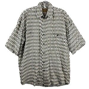 VTG Utopia Washable Silk Shirt Men’s S Short Sleeve Harlequin Print Retro
